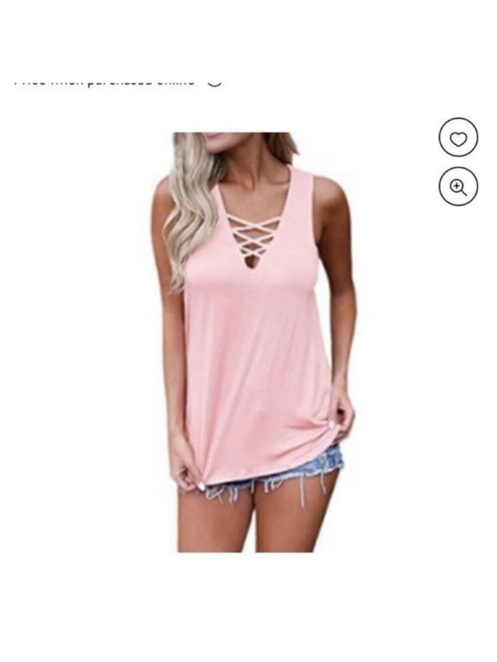 Casual Pink Sleeveless Tank Top With Crisscross Detail